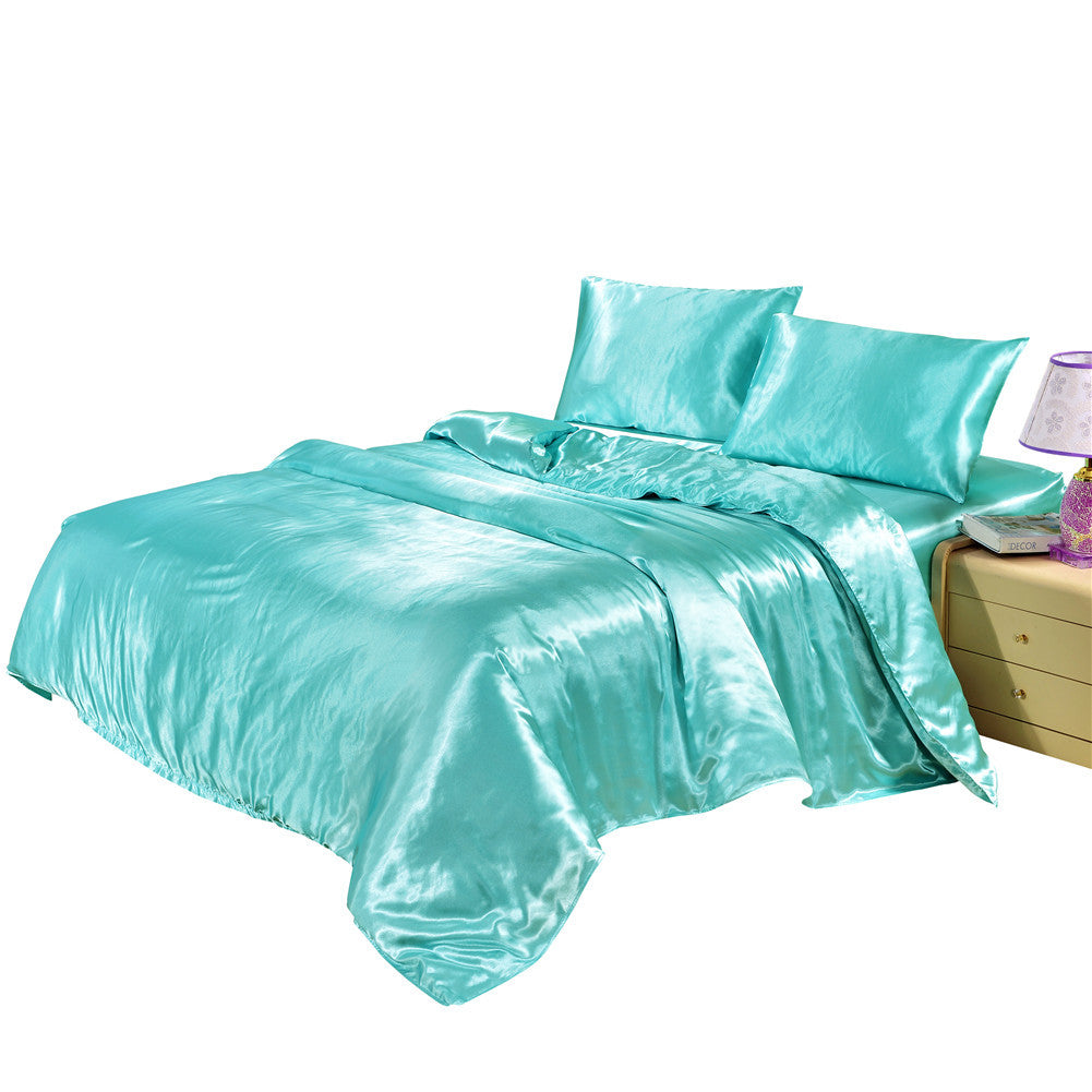 3-Piece Imitation Silk Pillowcase and Duvet Cover Set - Calm Cloud Bedding